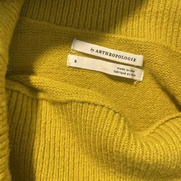 ANTHROPOLOGIE Sweater Womens Sz S Soft Shelby Off Shoulder Mustard Yellow Top - Picture 2 of 6